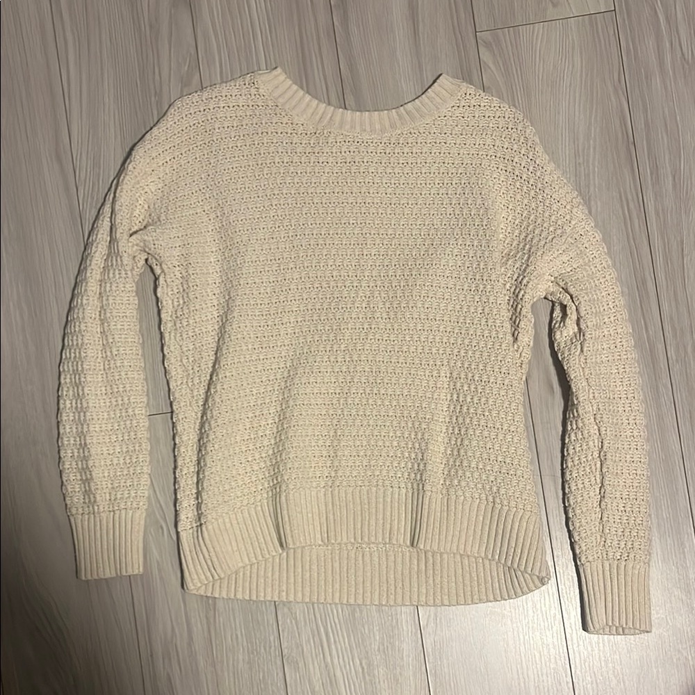 Cream Chunky Knit Crew Neck Sweater